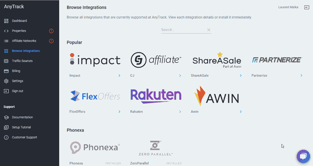 AnyTrack Affiliate Networks Catalog