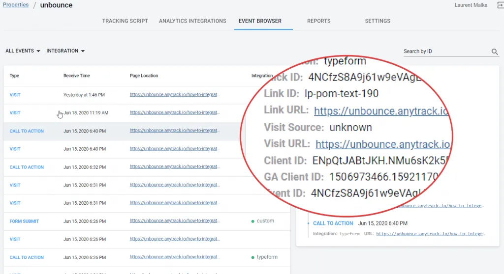 visualize conversion data in the event browser