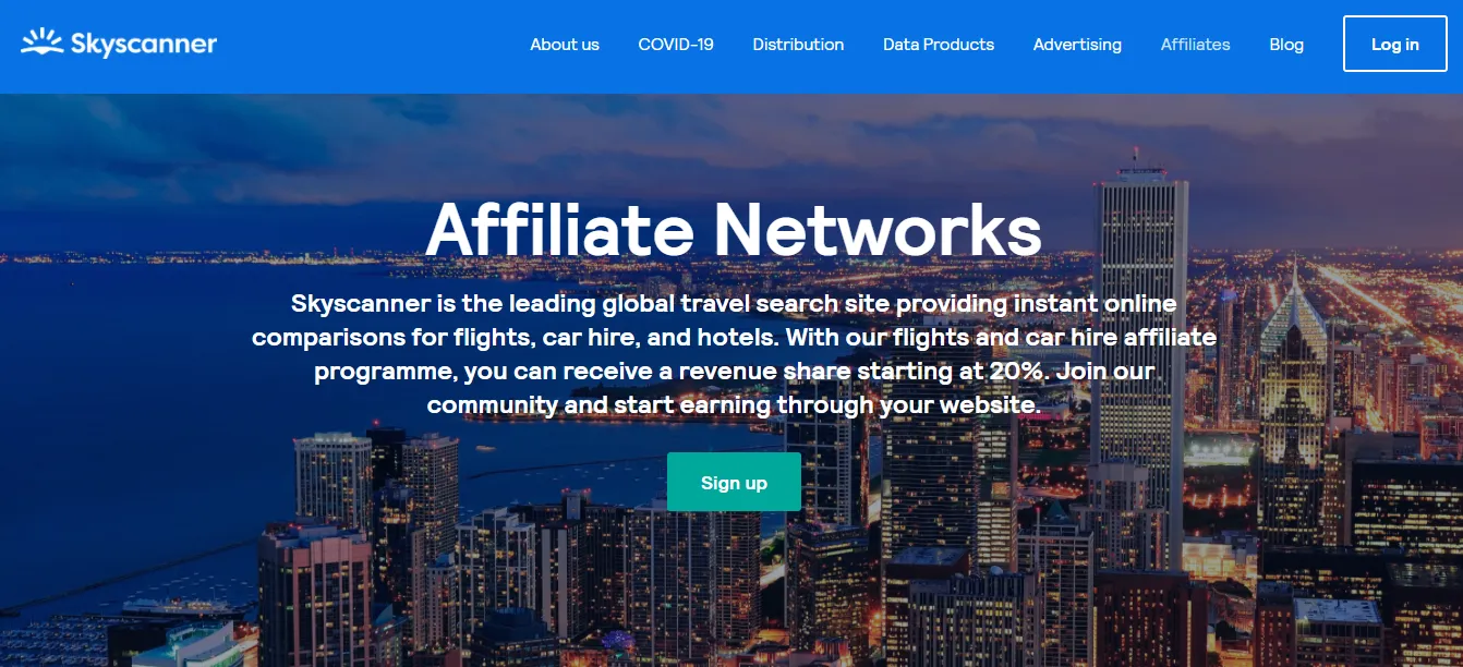 Skyscanner has one of the most popular affiliate program in the travel industry